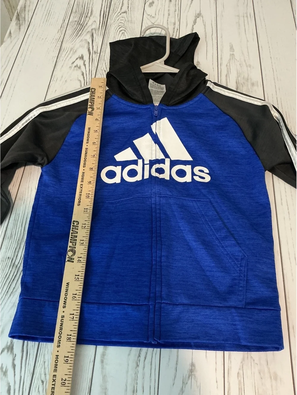 Adidas Boy's Kids Size 6 Blue and Black Hoodie Sweatshirt